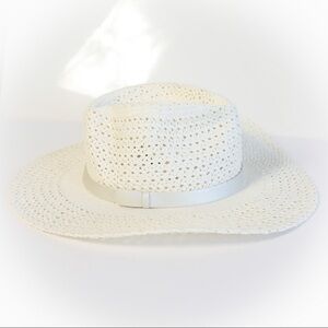 NWT Treasure & Bond white straw rancher hat wide brim cowboy boho summer coastal